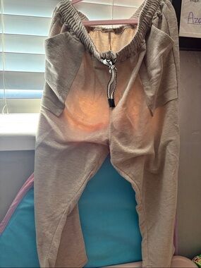 Kids Beige Drawstring Jogger Pants